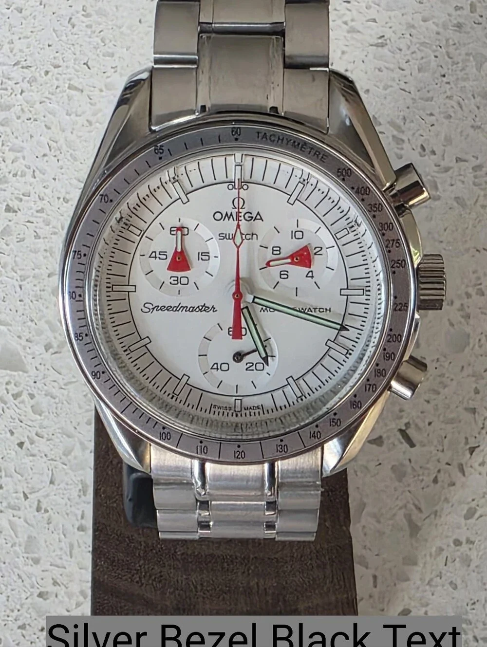 SWATCH MOONWATCH 1 Speedmaster STAINLESS STEEL CASE YOU PICK BEZEL COLOR 42mm